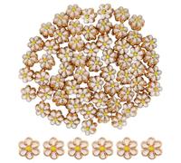 PH PandaHall 60pcs Perles en Émail Fleur 7x6.5mm Perle Européenne en Métal Doré à 6 Pétales Perles Florales Blanches Entretoises pour Bijoux Bracelets Colliers Boucles D'Oreilles Décoration de Noël
