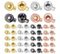 PH PandaHall 60pcs Perles Pince Serre Tubes pour Fabrication Bijoux 4 Couleurs 18K Or Perle Pince Métal Laiton Perles Espaceur Plat Rond Perle de Positionnement pour Bracelet Collier Boucle d'Oreille