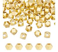 PH PandaHall 60pcs Perles Plaquées Or 14 carats 5mm Perles D'Espacement Polygonales Géométriques Perle en Laiton Cubes à Facettes pour Bracelets Colliers Boucles D'Oreilles Fabrication de Bijoux DIY