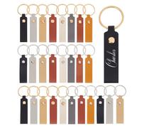 PH PandaHall 64pcs 16 couleurs Porte Clés en Cuir Vierge Porte Clés Coloré | Porte Clés en Cuir, avec Rivets en Platine, Portes Clés pour la Fabrication Artisanale du Cuir 9.5x1.6cm