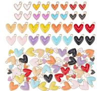 PH PandaHall 64pcs 8 Couleurs Charmes Coeur, 2 Tailles Pendentifs en Alliage Émaillé 9x8/16x15mm Perles d'Amour Charmes Pendants Petites Breloques Colorées pour Bracelets Colliers
