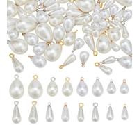 PH PandaHall 64pcs 8 tailles Breloques Larme Perle Blanche Imitation Perle Pendentif Perles Baroques Perles Breloques Goutte D'Eau Pendentifs en Forme de Larme pour Collier Boucle D'Oreille Bracelet