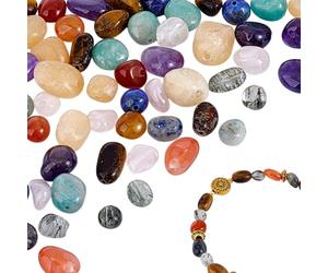 PH Pandahall 64pcs Perles en Pierre Naturelle 8 Styles Perles de Cristal Irrégulières 5~10mm Perles en Vrac Pépites de Pierre Polies Perles Méditation pour la Fabrication de Bijoux