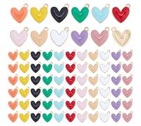 PH PandaHall 66pcs Fête des Mères Pendentif Coeur Émail 11 Couleurs Breloques Amour Coeur Pendentifs en Métal Or avec Boucle pour Mariage Cadeaux Fête Anniversaires Collier Bracelet Bijoux 16x15mm