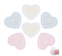 PH PandaHall 6pcs 3 Couleurs Appliques en Perle en Forme de Cœur, Auto-Adhésif Patch Brodé en Tissu Autocollant de Cœur Ivoire Nacré pour Réparation Vêtements, Sacs, Chaussures, Mariée