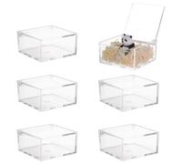 PH PandaHall 6pcs Boîte en Acrylique Transparent 8.2x8.2x4cm Récipient à Cube Carré avec Couvercle Boîtes de Rangement Transparentes Mini Boîte de Présentation pour Bijoux Artisanat Cadeaux Mariage