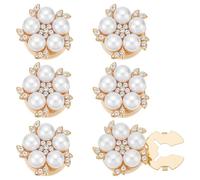 PH PandaHall 6pcs Boutons de Manchette en Perles D'Imitation Dorées Fleur Perle Strass Bouton Alliage Embellissements Boutons Décoration Fleur Ornement de Manchette pour Vêtements Artisanat Femmes