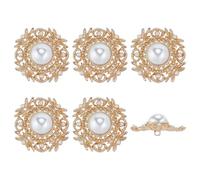 PH PandaHall 6pcs Boutons de Perle en Forme de Fleur Doré Bouton à Tige Perle Imitation Boutons de Embellissements en Alliage pour Coudre Bijoux Vêtements Accessoires de Robe Artisanat Décoration