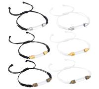 PH PandaHall 6Pcs Bracelet Pendentif Flacon en Verre Bracelet Réglable avec Récipient en Verre Ouvrable Tube en Verre Transparent Bracelet pour Hommes Femmes Fabrication de Bijoux, Noir/Blanc
