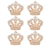 PH PandaHall 6pcs Broche Couronne en Cristal Strass Broches Couronne Dorée Broches pour Femmes Exquis Alliage Reine Épinglettes pour Anniversaire Mariage Fête Noël Robes Costumes