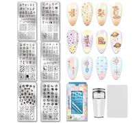 PH PandaHall 6pcs Éléments Magiques Plaque de Tampon à Ongles Lunes Soleil Étoile Nail Art Plaques Pendentif Cristal Ongle Image Plaque Motif Céleste Manucure Art Modèles pour Femmes Ongles Décoration