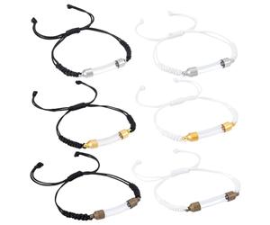 PH PandaHall 6Pcs Flacon Pendentif en Verre Bracelet Réglable avec Récipient Ouvrable Tube en Verre Transparent Bracelet pour Hommes Femmes Bijoux Parfum Sable, 1.5~13cm Noir/Blanc