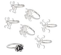 PH PandaHall 6pcs Griffe Anneau Blanc, 3 Styles Réglables, Base Twist Wrap pour Pierres Précieuses Irrégulières, Bijoux DIY pour Femmes, Platine