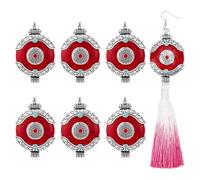 PH PandaHall 6pcs Rouge Style Ethnique Connecteur Pendentifs Grand Tibétain Bijoux Pendentif Connecteur Plat Rond Collier Charme pour Femmes Hommes Collier Décoration, Argent Antique, 5.3x3.5cm