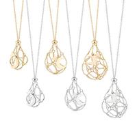 PH PandaHall 6pcs Support de Pierre de Cristal Support de Pierre Vide Supports de Pendentif Cage Pendentif en Maille de Cage de Pierres Précieuses pour Mariage Collier Femmes Hommes, Platine/Doré