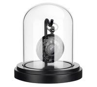 PH PandaHall 7.6x10.5cm Vitrine de Montre de Poche en Verre pour Montre Cloche Dôme Cloche à Dôme avec Base en Bois et Crochet en Métal pour Médailles de Montre de Poche (noir)