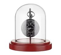 PH PandaHall 7.6x10.5cm Vitrine de Montre de Poche en Verre pour Montre Cloche Dôme Cloche à Dôme avec Base en Bois et Crochet en Métal pour Médailles de Montre de Poche (rouge foncé)