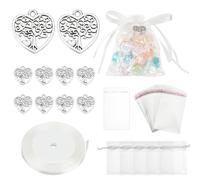 PH PandaHall 70 Ensembles Arbre de Vie Cadeaux de Fête Breloques Arbre de Coeur avec Sacs Cadeaux en Organza Sacs avec Rubans Blancs de 22m pour Retour D'Invités Mariage Noël Réunion de Famille