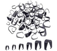 PH PandaHall 72pcs 6 tailles Collier Bélières Snap On Pince Bélière Pendentif Bélières à pince en acier inoxydable pour pendentif Attaches Fermoirs pour la Fabrication de Bijoux 6~13.5mm Noir