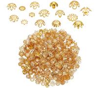 PH PandaHall 750pcs 15 styles Capuchons de Perles, Embouts D'Espacement de Fleurs Bouchons de Perles de Fleurs Creuses Capuchons de Perles D'Espacement en Métal Doré pour Bracelet, Boucle D'Oreille