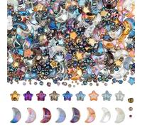 PH PandaHall 760pcs Perles Rondes en Verre Étoile et Lune Perle en Verre Galvanisé Perles Colorées pour la Fabrication de Bijoux Bracelets Boucles D'Oreilles Colliers Loisirs Créatifs