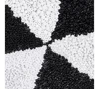PH PandaHall 7908pcs Perles de Rocaille Noires et Blanches Mini Perles de Poney en Verre 2mm 3mm 4mm Perle D'Espacement Ronde pour Bijoux, Boucles D'Oreilles, Bracelets Trou: 1~1.5mm