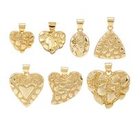 PH PandaHall 7pcs 7 styles Pendentifs en Forme de Cœur Doré avec Fermoir à Pince pour la Création de Boucles D'Oreilles et de Colliers DIY Saint Valentin Fête des Mères Mariage Noël