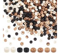 PH PandaHall 8 Brins 1040PCS Perles Oblates en Coquille de Noix de Coco 5mm Perles Rondes Plates en Noix de Coco 4 couleur Perle D'Espacement pour la Fabrication de Bracelet Boucles D'Oreilles Bijoux