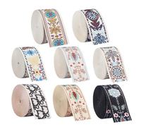 PH PandaHall 8 Couleur Webbing Ruban Jacquard Brodé 38mm Large Ruban Tissé Brodé Biais en Tissu Floral pour Couture Vêtements Emballage Cadeau Sangles de Sac D'Appareil Photo