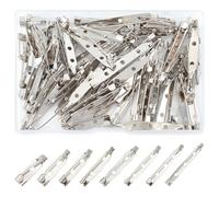 PH PandaHall 8 Style Barres Fermoir de Sécurité 80pcs Épingle de Broches en Argent Épingle de Badge Fermoir de Broche avec Trous pour DIY Bijoux Étiquette Nominatives Corsage 15/20/25/30/32/35/38/45mm