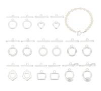 PH PandaHall 8 Styles 16pcs Fermoirs à Bascule en Argent Sterling 925 Fermoirs de Fermeture à Barre en T Fermoirs OT Fermoirs de Fixation de Bijoux Connecteur à Bascule D'Anneau pour Artisanat Bijoux