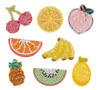 PH PandaHall 8 Styles Patchs Applique Fruit Broderie Paillettes Perlées Patchs Fer Sur Paillettes Cerise Banane Pêche Patch Perlés Orange pour Manteau T Shirt Costume Décoration
