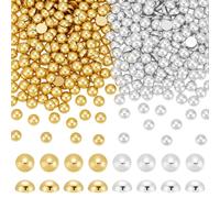 PH PandaHall 800pcs Perles Demi Rondes à Dos Plat Or Argent Perles à Dos Plat Cabochons Ronds à Dos Plat de 10mm pour Projets D'Artisanat, Bijoux Chaussures Scrapbooking