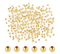 PH PandaHall 800pcs Perles d'or Perles rondes lisses 5mm Perles d'espacement en métal Perles artisanales pour bijoux collier bracelet boucle d'oreille