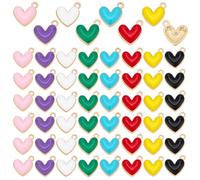 PH PandaHall 80pcs Breloques en Alliage de Cœur 8 couleurs 9x8mm Pendentifs Cœur Émaillés avec Anneaux pour la Création de Bijoux Colliers et Bracelets DIY Saint-Valentin