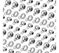 PH PandaHall 80pcs Liens Suspension de Bijoux Acier Inoxydable 304, 4 Modèles Perles Rondes Grand Trou Connecteurs Liens de Suspension pour Chaîne Serpent Pendentif Bracelet Européen, Trou: 2~4mm