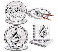 PH PandaHall 80pcs Musical Notes Party Supplies Music Note Paper Plates | 2 Styles Party Dinnerware Musical Plates and Napkins for Music Themed Decor Karaoke Birthday Tableware, Serves 40 Guests