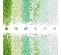 PH PandaHall 8640pcs Perles en Verre Vert Perles de Rocaille Sans Trou Perle Micro Minuscules Gouttes D'Eau Irisées Remplissage D'Inclusion de Résine pour Été L'Artisanat Bijoux Nail Art, 0.4~3mm