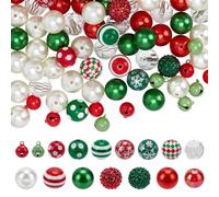 PH PandaHall 86pcs 20mm Perles de Noël en Acrylique Perle Focale Perle Grosse avec Cloches pour la Fabrication de Bijoux Noël Décoration Collier Bracelet Porte-Clés Stylos à Perles Bricolage