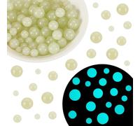 PH PandaHall 88Pcs Perles Rondes Lumineuses Perles Rondes Phosphorescentes Perles Rondes en Pierre Lumineuses Bleues Perles Précieuses Perles Lisses pour Bricolage Bijoux, 6/8/10/12mm