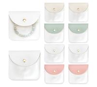 PH PandaHall 8pcs 4 Couleurs Pochette à Bijoux Pochette Cadeau Bijoux en Cuir PU Petit Sac à Boutons pour Boucles D'Oreilles Bagues Bracelet Stockage Sacs Saint Valentin Noël, 10x10cm