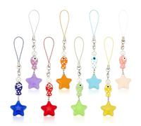 PH PandaHall 8pcs Breloques Téléphone Poisson et Étoile Lanière de Téléphone Portable Kawaii Pendentif en Porcelaine Acrylique pour Sac à Main Sac à Dos Portefeuille Chaîne Appareil Photo 12.8cm