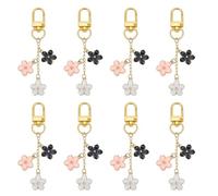 PH PandaHall 8pcs Porte-Clés Fleur de Cerisier Porte-Clés Floral Pastel en Émail avec Fermoir Pivotant en Alliage pour Sac à Main Voiture Téléphone Cadeau Décoration D'Anniversaire Mariage, Or, 8cm