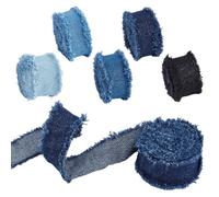 PH PandaHall 9.14mx3cm Ruban Denim 5 couleurs Tissu Denim Rustique à Franges Effilochées Bleu et Noir Ruban en Polyester pour Couture Rembourrage Emballage Cadeau Bouquets Décorations Fête