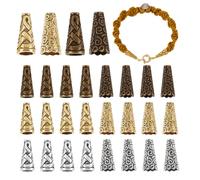 PH PandaHall 90pcs Bouchons de Cône de Perles en Métal Embouts de Perles Style Tibétain pour Guirlande de sapin de Noël Bricolage Boucle D'Oreille Bracelet Bijoux Doré/Argent/Bronze