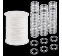 PH PandaHall 91m Cordon de Rideau Romain 100pcs Anneau de Store Propre 2mm Cordon de Store Tressé Blanc Cordon D'Ombrage en Nylon Ensemble de Cordon de Draperie pour Rideaux et Artisanat de Bricolage