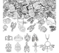 PH PandaHall 96pcs 8 Styles Pendentifs à Breloques Sur le Thème de la Bible Pendentif en Alliage D'Armure Bouclier Tibétain Armure Casque Chaussure Breloque de Guerrier pour DIY Bijoux