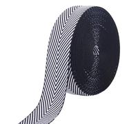 PH PandaHall 9m Ruban rayé artisanal 30 mm de large Ruban polyester sergé en toile de coton rayé noir blanc Rubans à chevrons pour sacs à dos sac à main vêtement ceinture chapeaux décor
