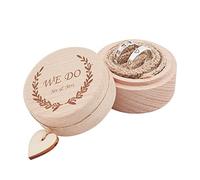 PH PandaHall Boîte à Bagues en Bois, 5.3cm We Do Boite Alliance Mariage Porte Alliance Mariage Boîte à Bagues Vintage Ronde Boîte à Bijoux Gravure pour Cadeaux Fiançailles Anniversaire Mariage Bijoux