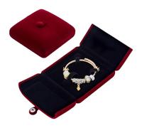PH PandaHall Boîte à Bijoux Coffret Cadeau en Velours pour Bracelets Boîte Cadeau à Double Ouverture Étui pour Présentation de Bracelets Anniversaire de Mariage Saint Valentin 10x10x4.5cm Rouge Foncé